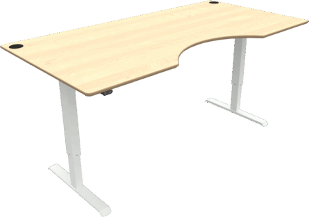 To-bens hæve-/sænkebord ZenNord AdaptDesk med centerudskæring - ahornfinér natur/hvid, højde 68-118 cm, bordplade 200Ã100 cm